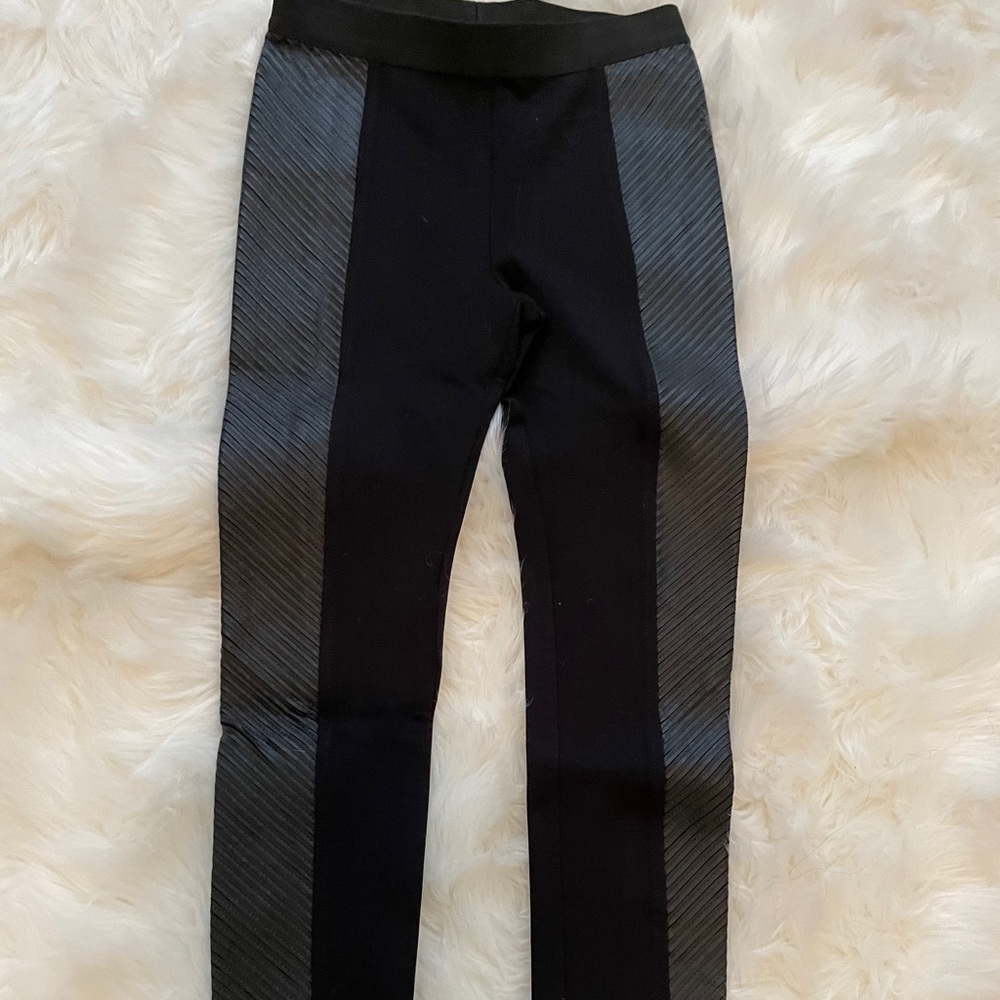 BCBG “Lyn” leather trim leggings